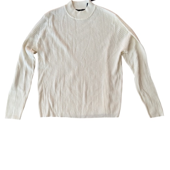 Laura Scott Ivory Ribbed Knit Mock Neck Sweater Women XL NWT Vintage - Picture 2 of 12